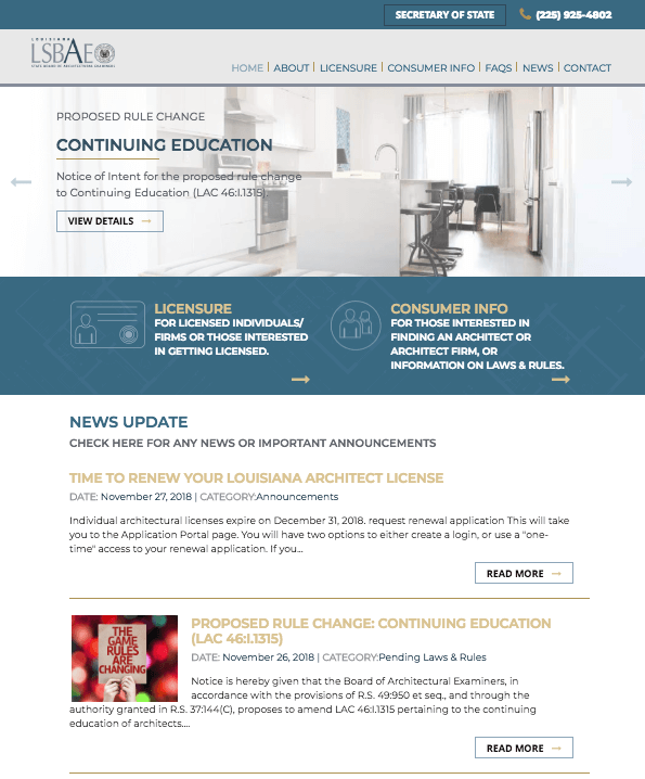 Design & Development Louisiana State Board of Architectural Examiners